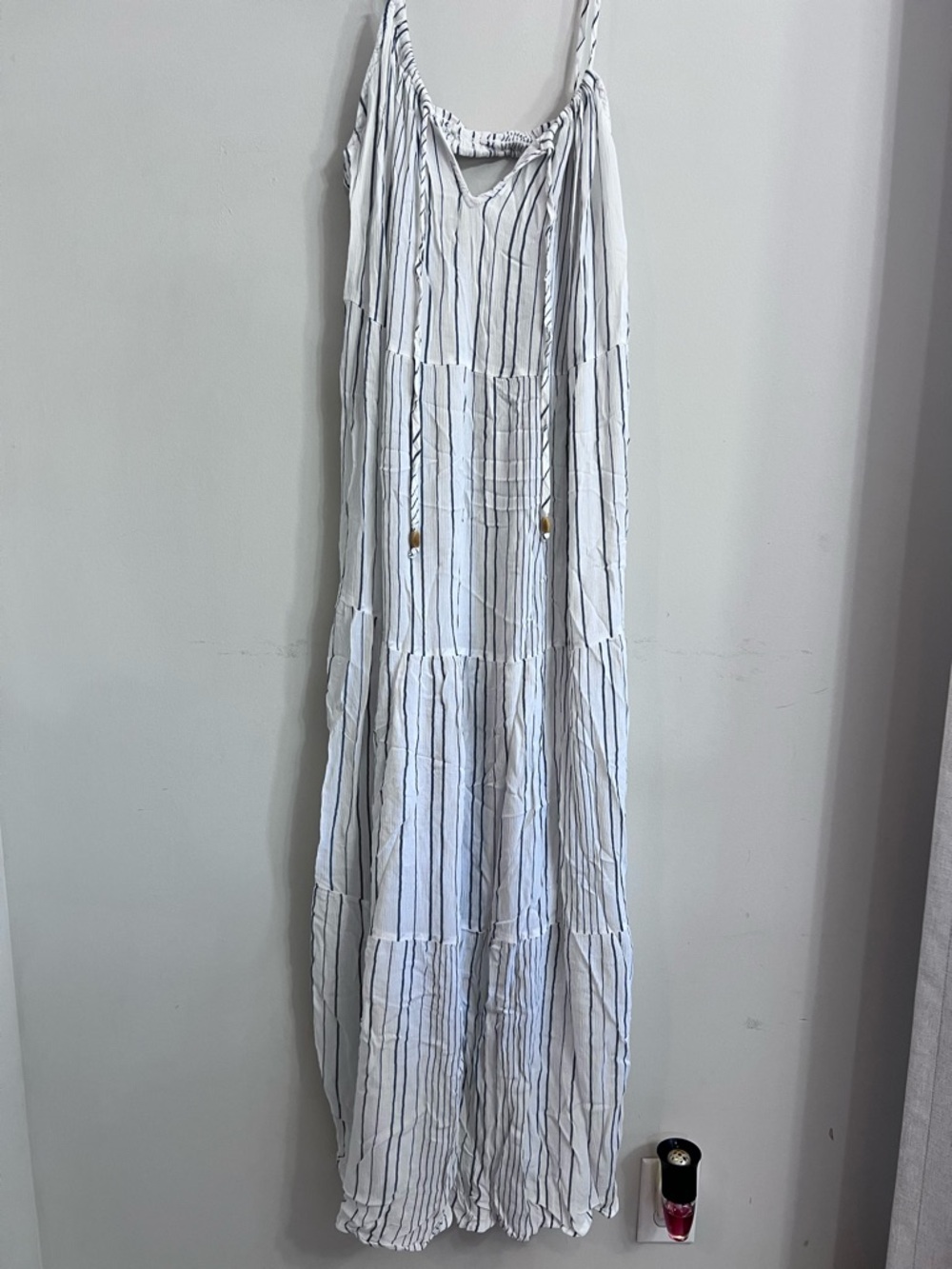 Striped White & Navy Maxi Sundress